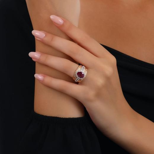 2.50 ct. Diamond Natural Ruby Ring